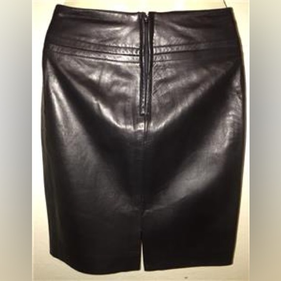 Mary Ann Restivo Womens Vintage Black Genuine Lamb Suede Leather Pencil Skirt 4 - Picture 2 of 6